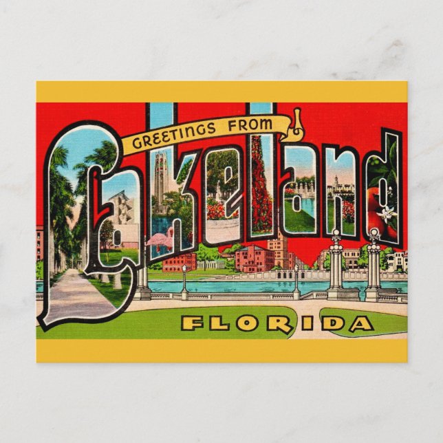 Retro Lakeland Florida Postkarte (Vorderseite)
