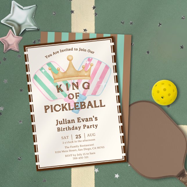 Retro Landkreis Club Pickleball Geburtstag Einladung (Retro County Club King of Pickleball Birthday Invitation)