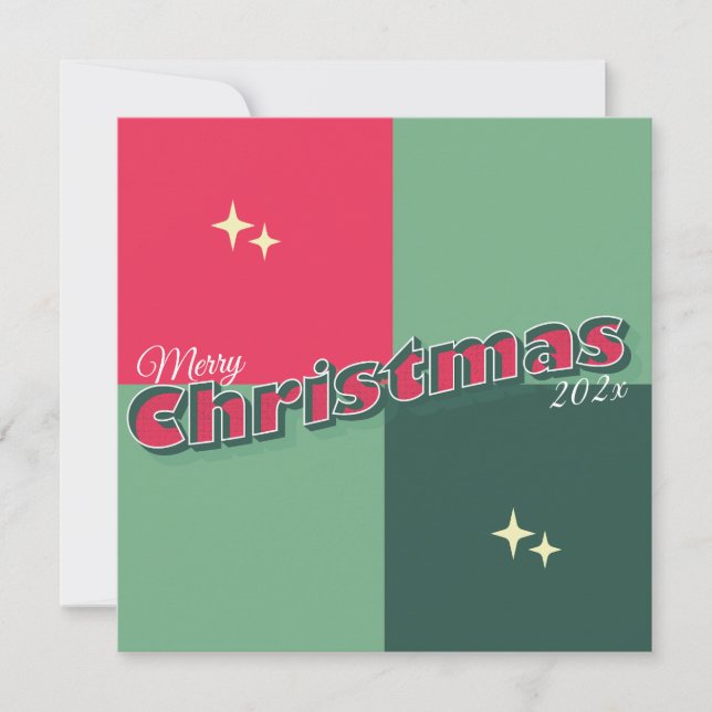 Retro Large Letter Christmas Foto Card Karte (Vorderseite)