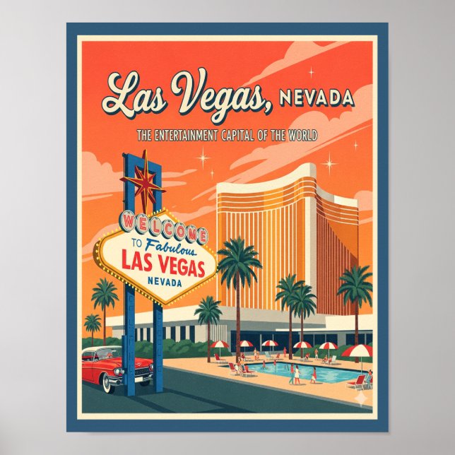 Retro Las Vegas Nevada Reiseplaner Poster (Vorne)