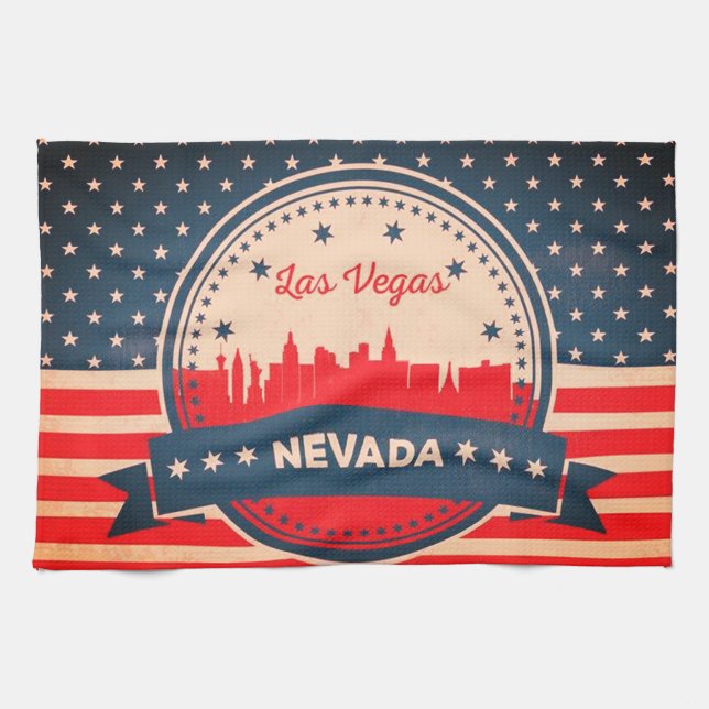 Retro Las Vegas Nevada Skyline Handtuch (Horizontal)
