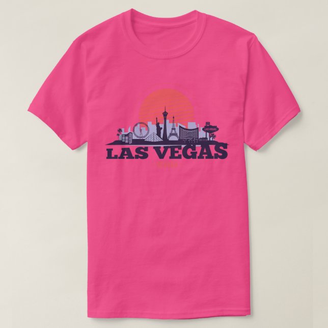 Retro Las Vegas Nevada Skyline T-Shirt (Design vorne)