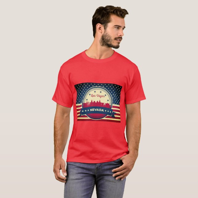Retro Las Vegas Nevada Skyline T-Shirt (Vorne ganz)