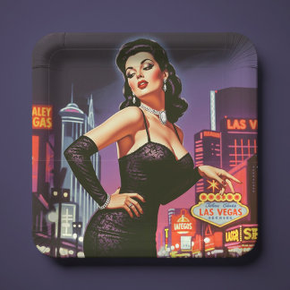 Retro Las Vegas Pin-up Pappteller