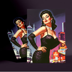 Retro Las Vegas Pin-up Postkarte