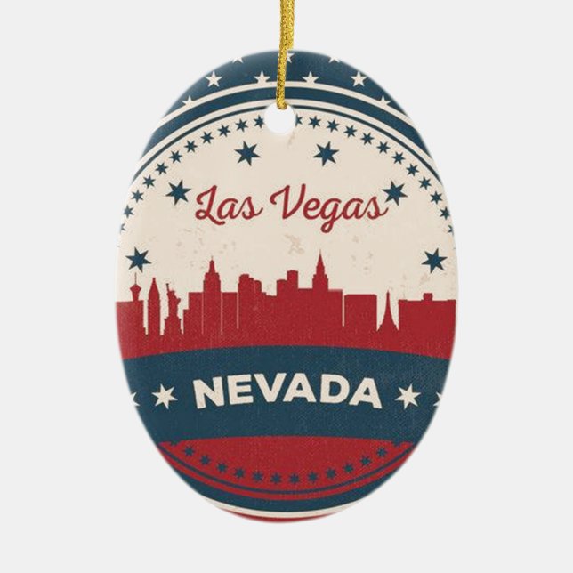 Retro Las Vegas Skyline Keramikornament (Vorne)