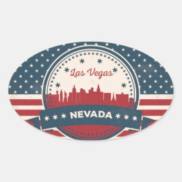 Retro Las Vegas Skyline Ovaler Aufkleber