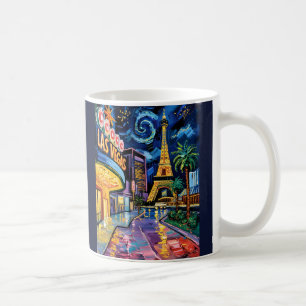 Retro Las Vegas Van Gogh Stil Casino Nacht Stadt Kaffeetasse