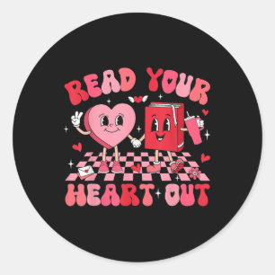 Retro las your Heart Out Valentinstag Teacher B Runder Aufkleber