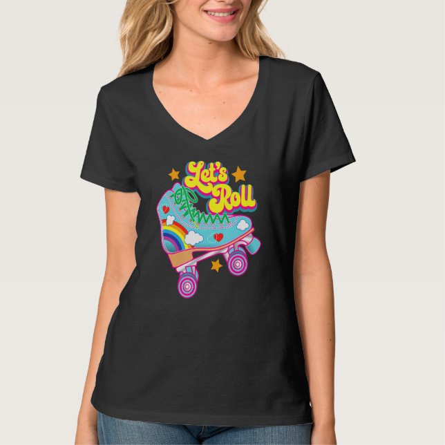 Retro Lasse den Roll Rollerskating Niedlich Roller T-Shirt (Vorderseite)