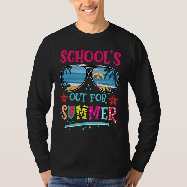 Retro Last Day of School's Out For Summer Teacher  T-Shirt (Vorderseite)