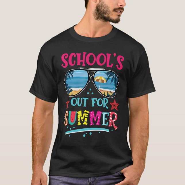 Retro Last Day of School's Out For Summer Teacher  T-Shirt (Vorderseite)