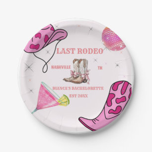 Retro Last Rodeo Cowgirl Western Bachelorette Pappteller