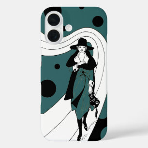 Retro-Laufstegmodel, Vintage-Art-Deco-Mode iPhone 16 Hülle