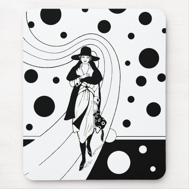 Retro-Laufstegmodel, Vintage-Art-Deco-Mode Mousepad (Vorne)