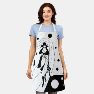 Retro-Laufstegmodel, Vintage Art Deco Mode Schürze