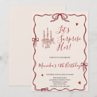 Retro-Launige Rot Und Rosa Geburtstagsfeier  Einladung