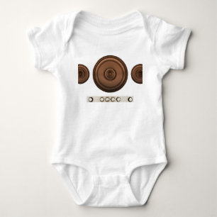 Retro-Lautsprecher: braun, abgeschieden weiß. Baby Strampler