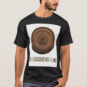 Retro-Lautsprecher: braun, isoliert weiß. T-Shirt