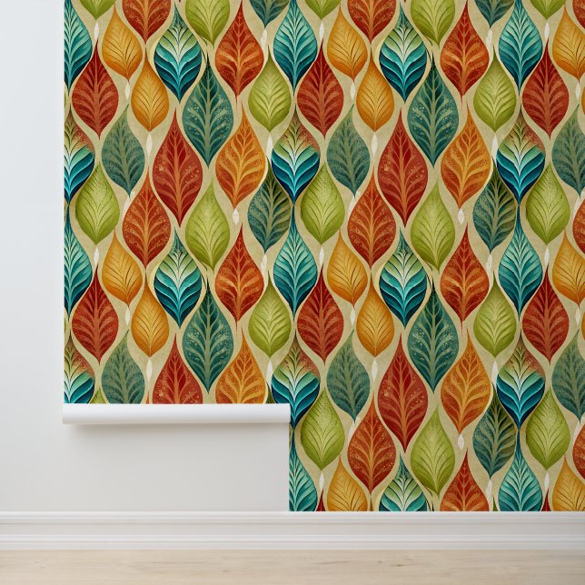 Retro-Leaf-Muster-Hintergrund Tapete (Anwendung)