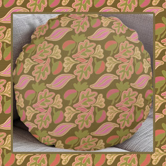 Retro leaves in bohem patterndesign rundes kissen