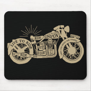 Retro leben Sie, um Vintages Motorrad mit Text zu Mousepad