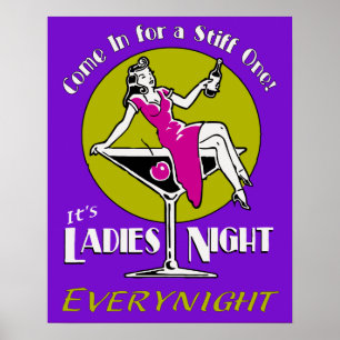 Retro-Lebendige Ladys Night Poster