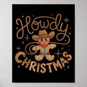 Retro Lebkuchen Cowboy Western Howdy Weihnachten U Poster