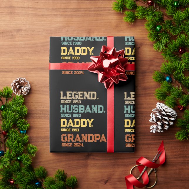 Retro Legend Husband Daddy Grandpa Custom Geschenkpapier (Feiertagsgeschenk)