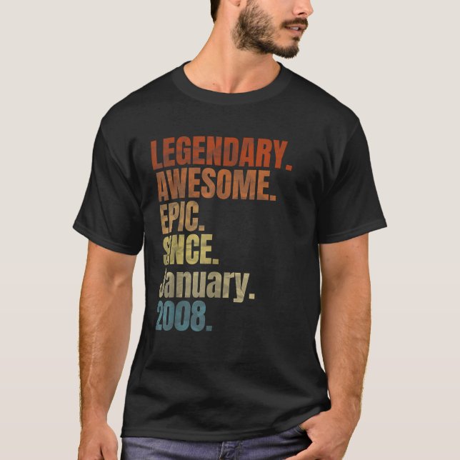 Retro Legendary seit Januar 2008 12 Jahre alt T-Shirt (Vorderseite)