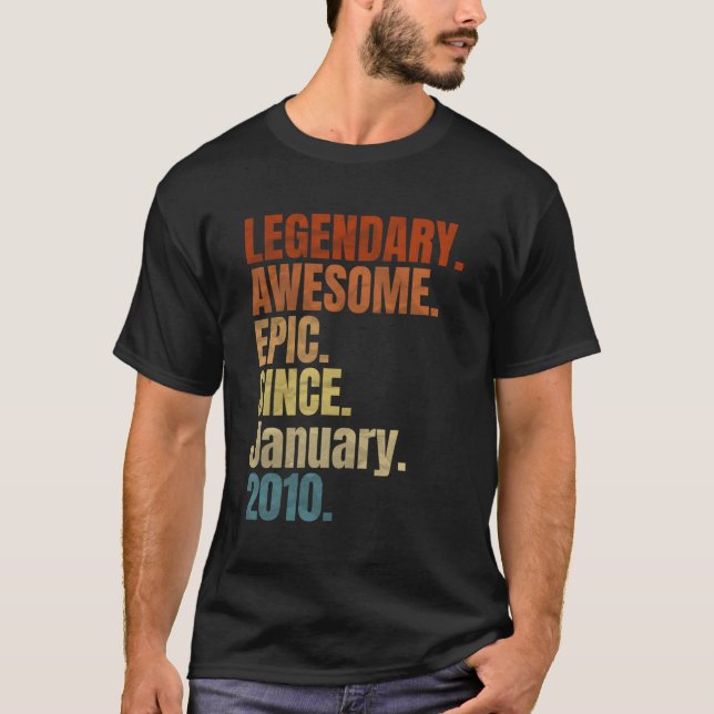 Retro Legendary Seit Januar 2010 T Shirt 10 Jahre (Vorderseite)