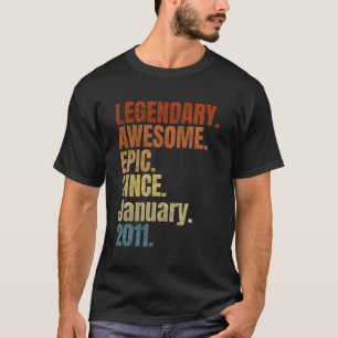 Retro Legendary Seit Januar 2011 T Shirt 8 Jahre