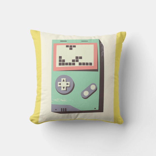 Retro LEGO Gameboy Throw Pillow – Fun Geeky Gift f Kissen (Vorderseite)