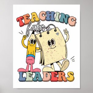 Retro-Lehre Zukunftsführer Groovy-Lehrer-Rücken  Poster