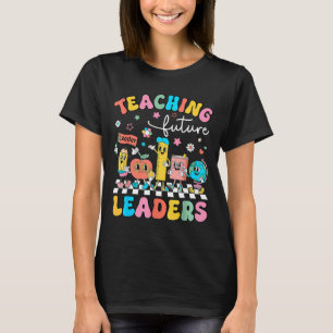 Retro-Lehre Zukunftsführer Groovy-Lehrer-Rücken T-Shirt