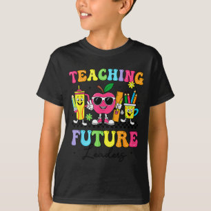 Retro-Lehre Zukunftsführer Groovy-Lehrer-Rücken T-Shirt