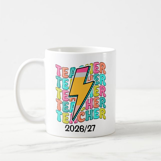 Retro-Lehrer Bleistift Blitz Zurück zur Schule Kaffeetasse (Links)