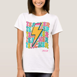 Retro-Lehrer Bleistift Blitz Zurück zur Schule T-Shirt
