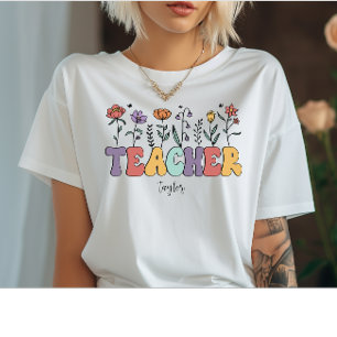 Retro-Lehrer-Blumen-Wildblume T-Shirt