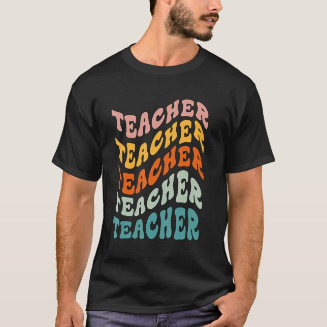 Retro-Lehrer Daisy farbenfrohe Grundschule Te T-Shirt (Vorderseite)