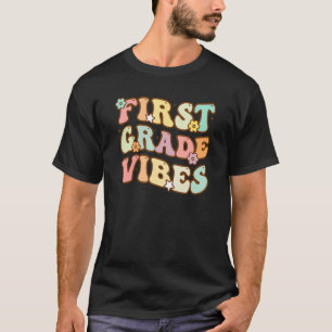 Retro-Lehrer des ersten Grades Vibes Kids zurück i T-Shirt