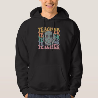 Retro-Lehrer gestapelter Leopard glückliches Gesic Hoodie