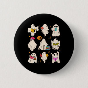 Retro-Lehrer Halloween Ghost Lesen Sie mehr Bücher Button