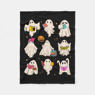 Retro-Lehrer Halloween Ghost Lesen Sie mehr Bücher Fleecedecke