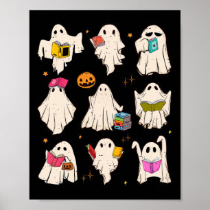 Retro-Lehrer Halloween Ghost Lesen Sie mehr Bücher Poster