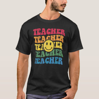 Retro-Lehrer Inspirierend Bunt Grundschule T-Shirt