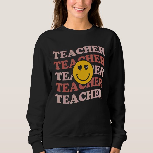 Retro-Lehrer Inspirierend Süß Buntes Element Sweatshirt (Vorderseite)