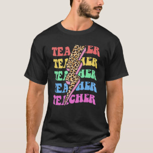 Retro-Lehrer Leopard-Blitze auf Inspiration 90er T-Shirt