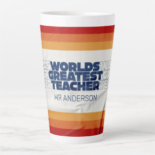 Retro Lehrer Moderne blaue rote Stiltypografie c Milchtasse