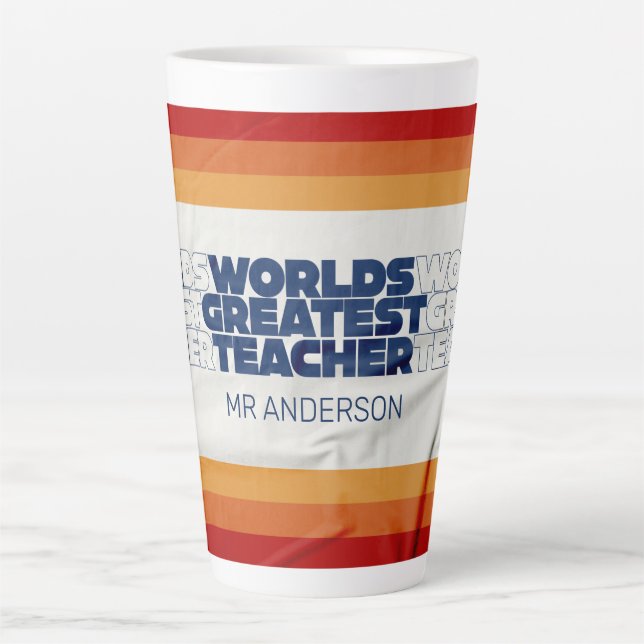 Retro Lehrer Moderne blaue rote Stiltypografie c Milchtasse (Vorderseite)